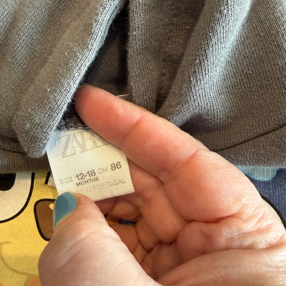 Zara Gray Cartoon Print Hoodie and Pants Set - Picture 3 of 3